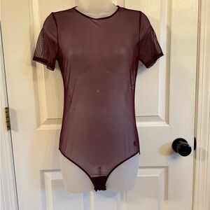 Victoria's Secret Deep Red Sheer Bodysuit